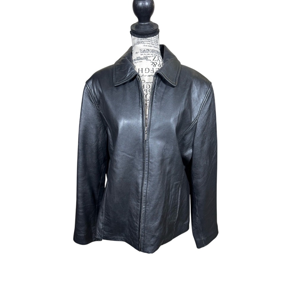 Sonoma Black Lambskin Leather Zip-Front Bomber Jacket - Men's